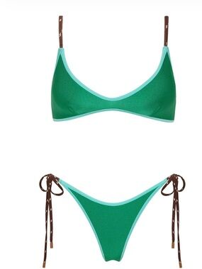 New Triangl MAIA - JADED GREEN NEOPRENE CROP BIKINI SET